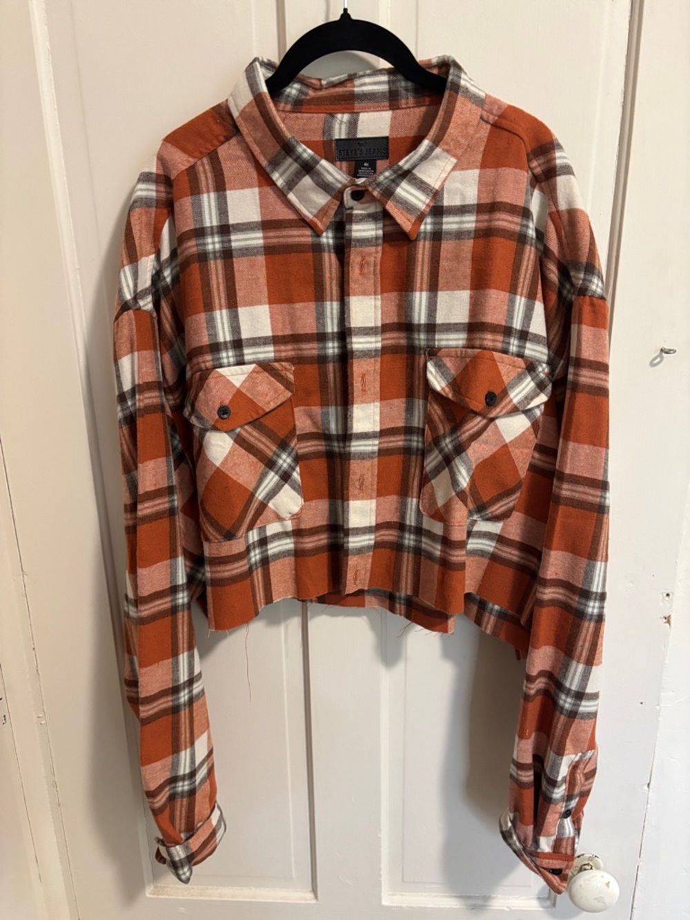 Cropped Orange Plaid Button-Down Shirt - Casual Men’s Shirt